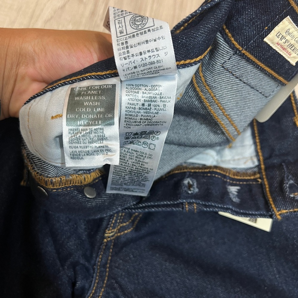 Levis Premium 501 90s Western Yoke Straight Jeans Womens 23x30 Dark Wash - Picture 12 of 15